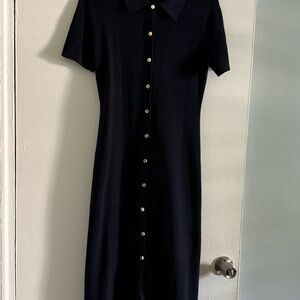 Commense Navy Button-Down Midi Dress